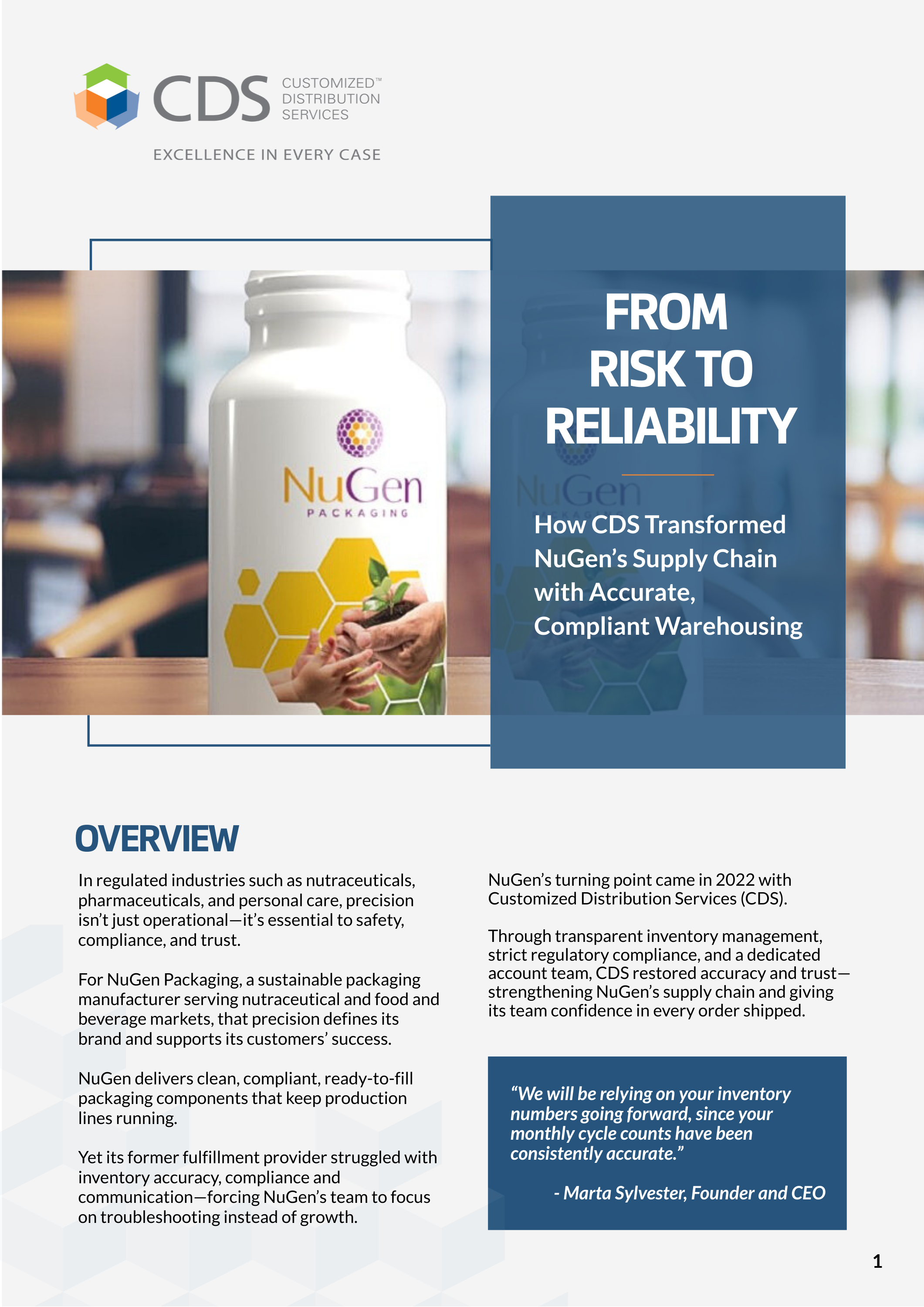 Case Study describing how NuGen, a packaging Company, was able to completely rely on CDS for inventory counts.