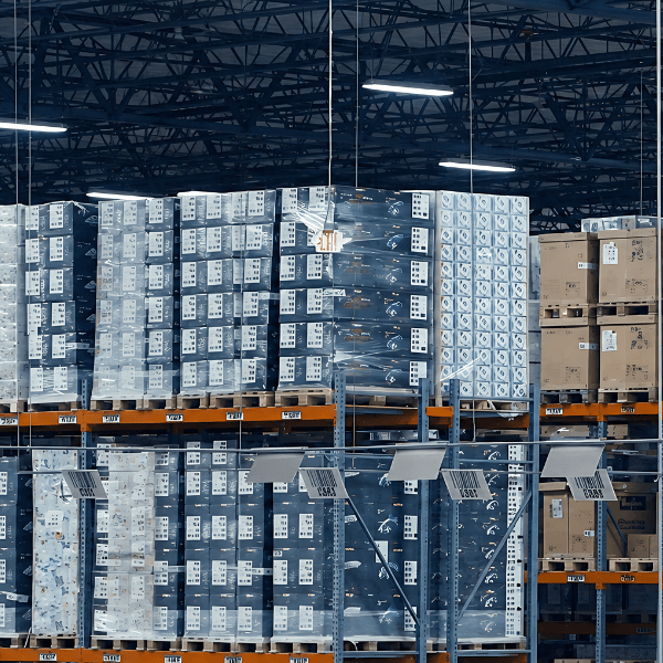 High-density warehouse racking system with scalable inventory storage and bulk pallet storage inside a CDS distribution center.