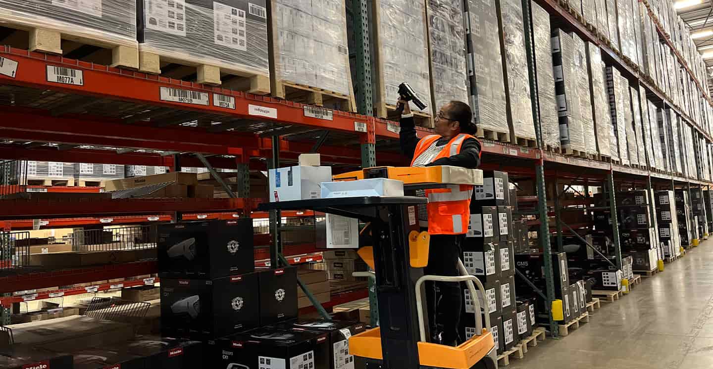 scanning retail items in warehouse